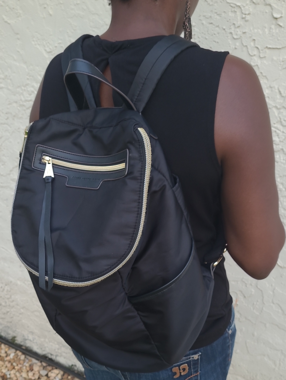 Aimee Kestenberg Backpack Black Designer Travel Bucket Nylon